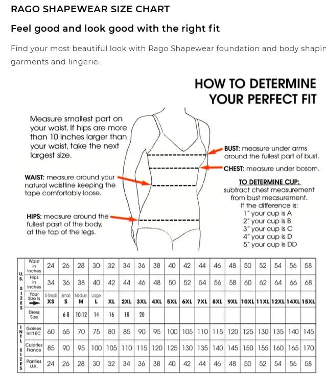 Rago Size Chart - How to Determine the Perfect fit | EnVie Lingere