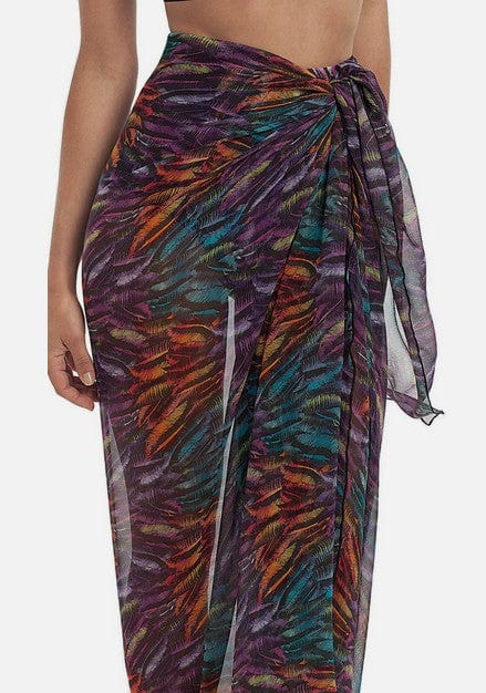 Multicolored patterned sarong on a white background