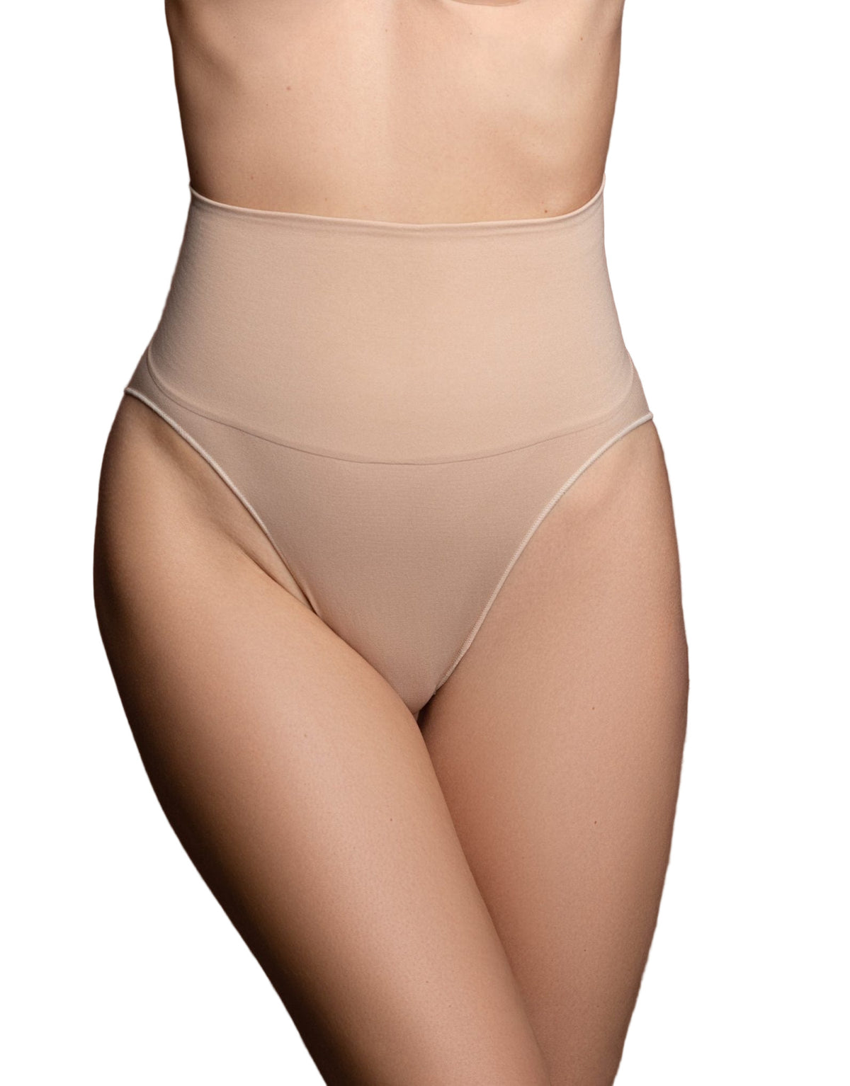 Woman wearing Bye Bra Seamless High Waist Brief in Nude on