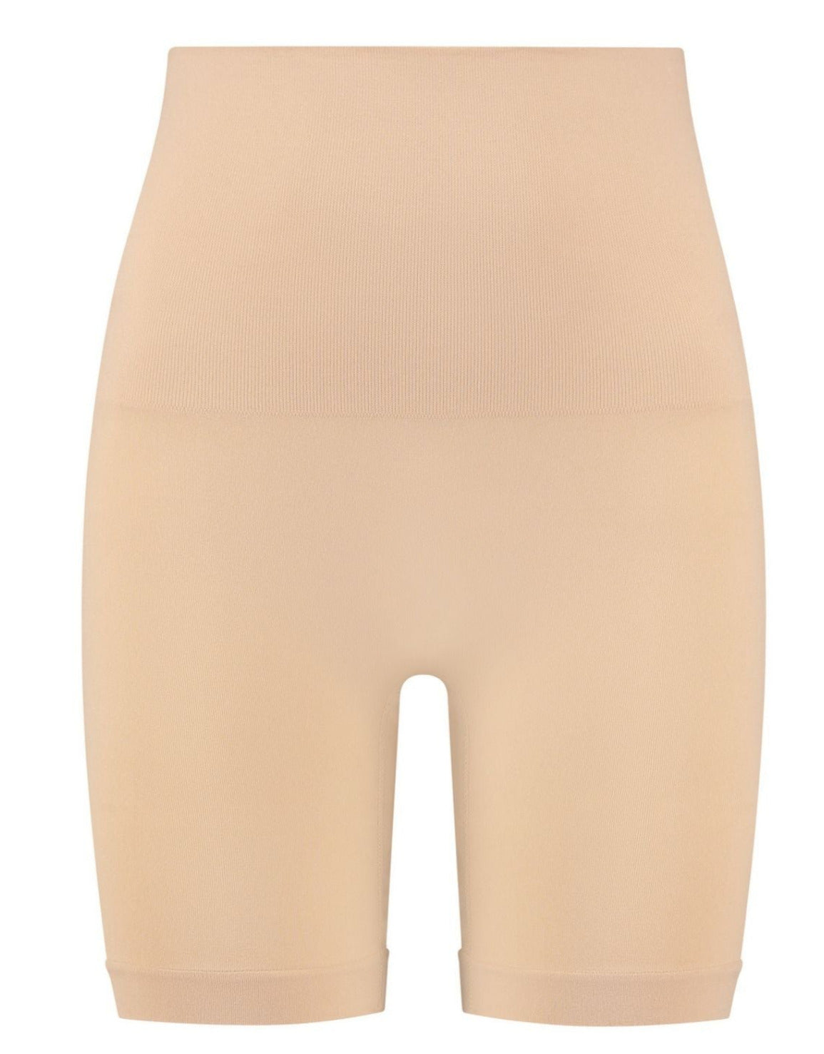 Bye Bra Seamless shorts in Beige Front & Back flat view | EnVie Lingerie