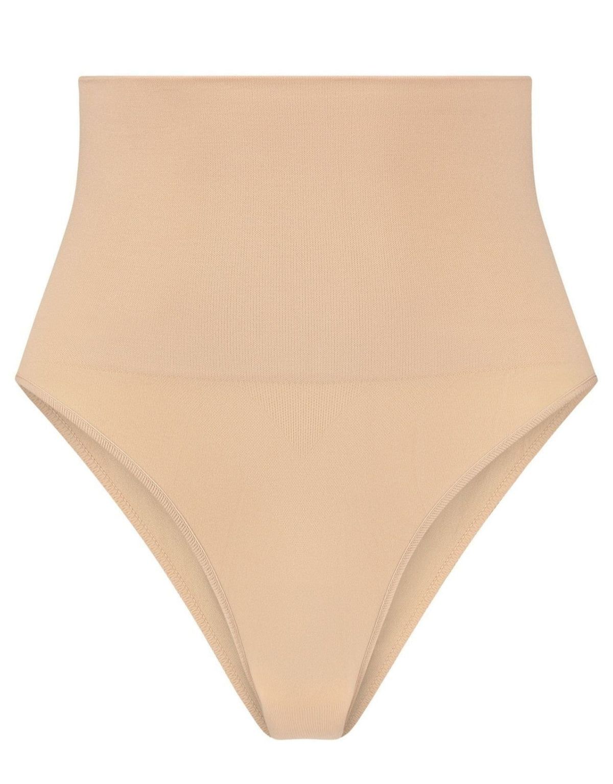 Bye Bra Seamless High Waist Brief in Beige Front view Flat Product on white background | Envie Lingerie