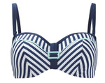 Cleo Swimwear 32E / Navy/Acqua Cleo Lucille Bandeau Bikini Top Nautical