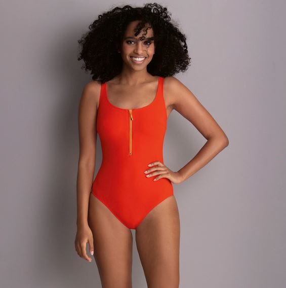 Anita Elouise Swimsuit with Zip Orange Red