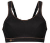 Anita Active Extreme Control Sports Bra Black & Gold Front Close up view | EnVie Lingerie