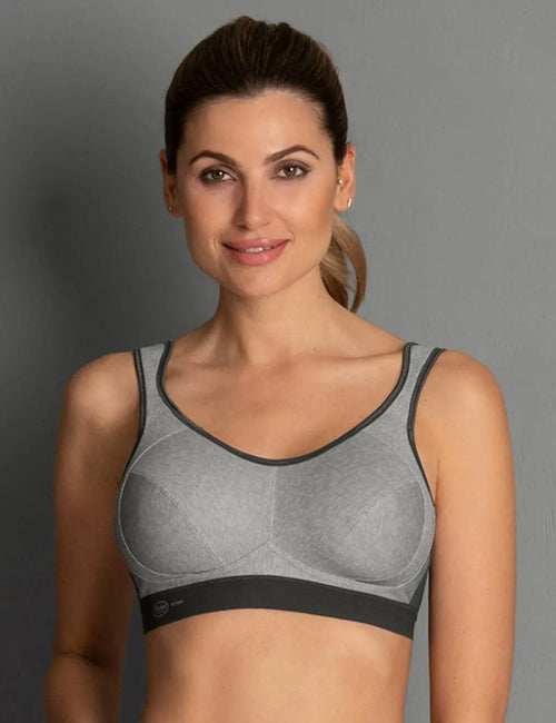 Anita Active Extreme Control Sports Bra Grey |Heather Front View | EnVie Lingerie