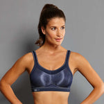 Anita Active Momentum Sports Bra Blue Iris Front View | Envie Lingerie