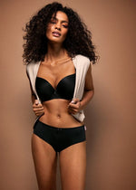 Freya Deco Underwired Moulded Plunge T-Shirt Bra Black Front View | EnVie Lingerie