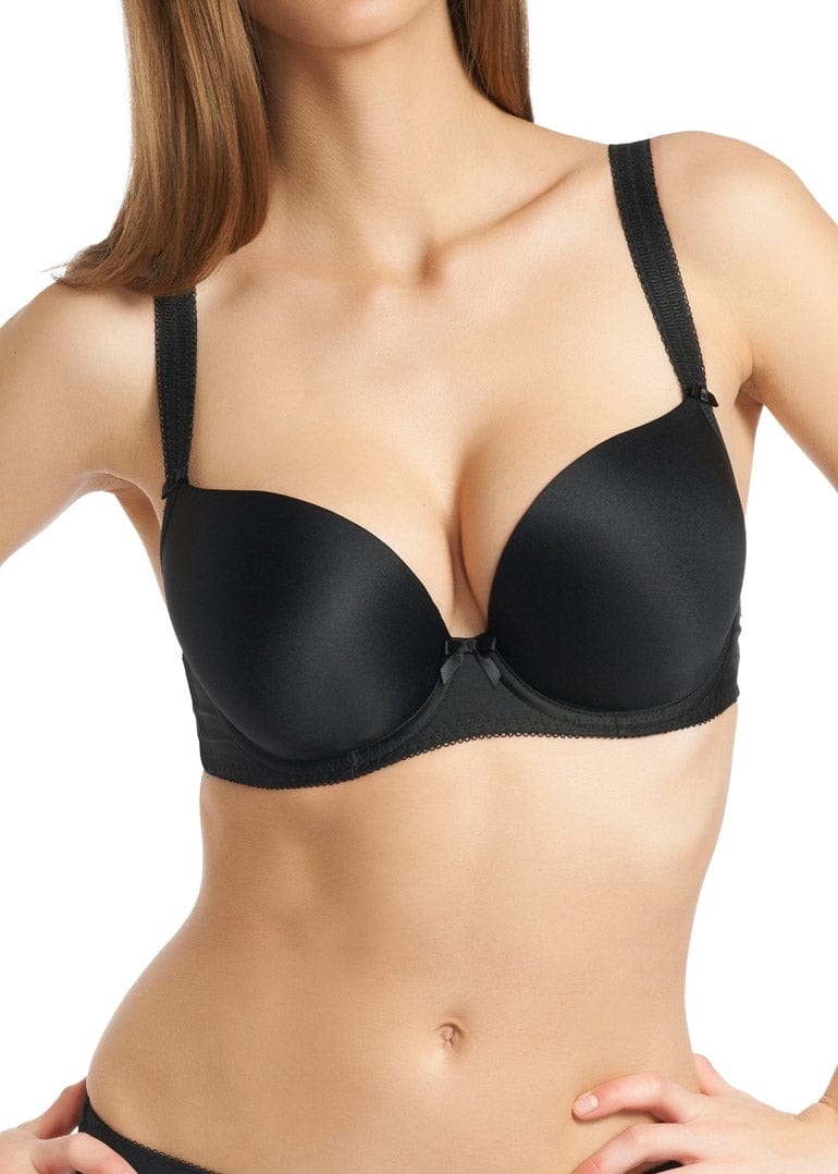 Freya Deco Underwired Moulded Plunge T-Shirt Bra Black Front View | EnVie Lingerie