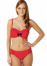 Panache Swimwear UK 16 / Red Polka Dot Panache Britt Gathered Bikini Pant