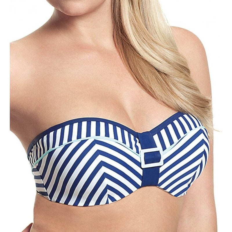 Cleo Swimwear 32E / Navy/Acqua Cleo Lucille Bandeau Bikini Top Nautical