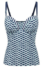 Cleo Swimwear 30FF / Navy Multi Cleo Lucille Underwired Tankini Top